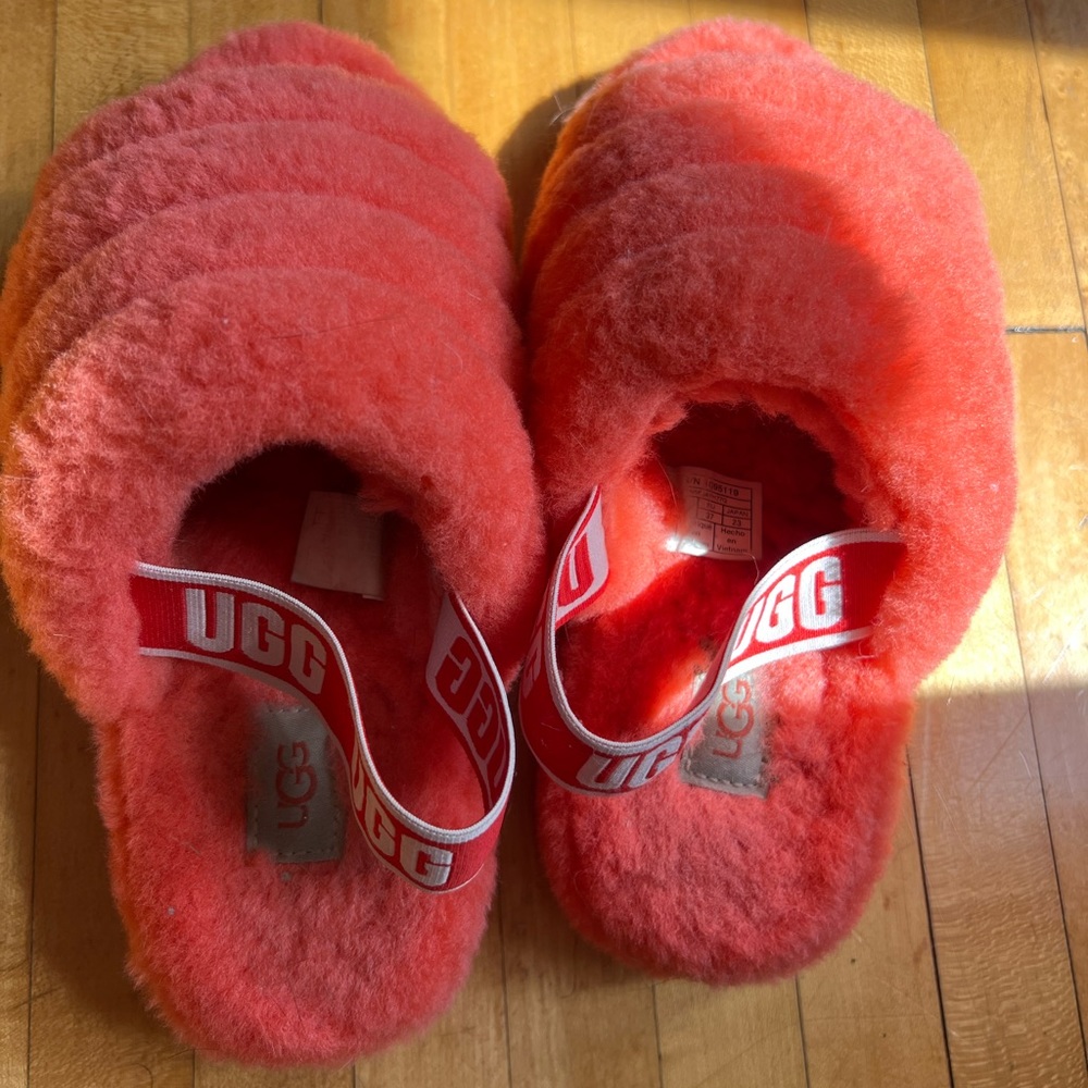 Ugg Fluff Yeah Cherry Red Shearling Slides - image 3